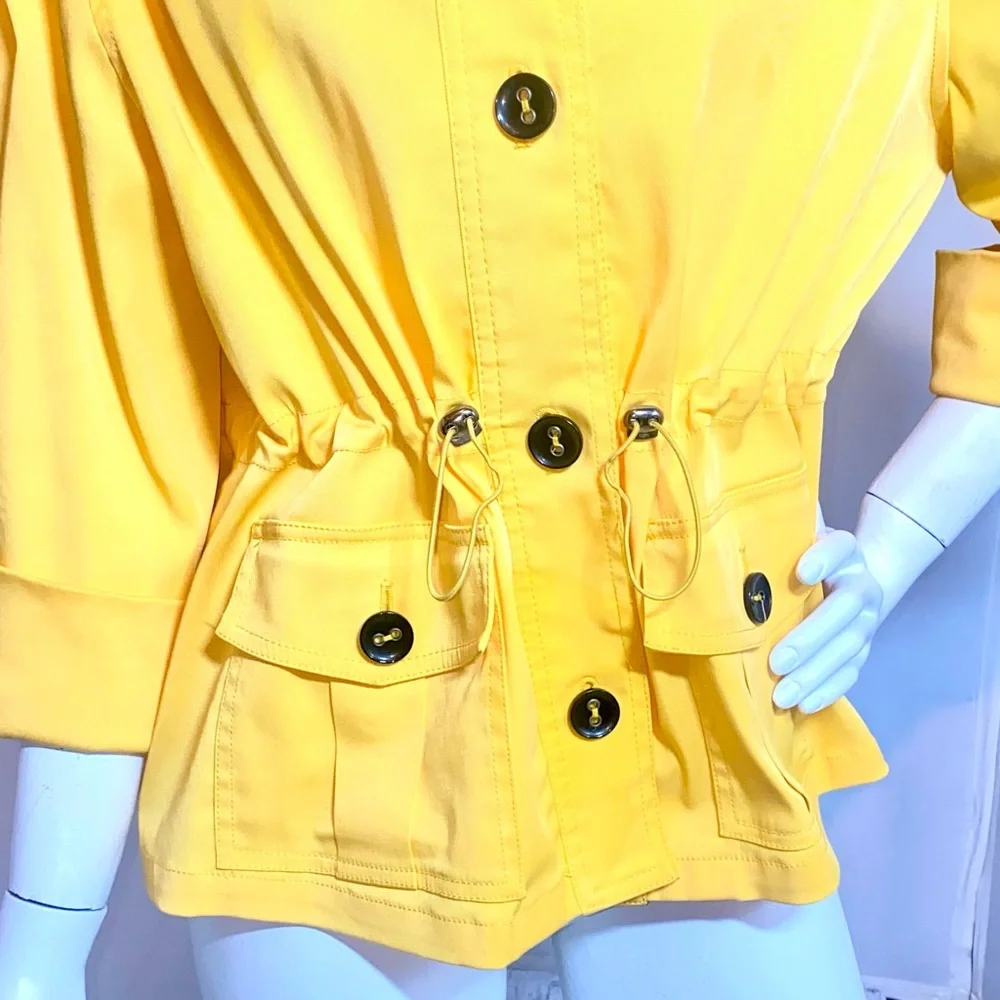Ruby Rd. Bright Yellow Drawstring Utility Jacket - Picture 3 of 14